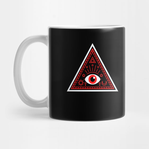 All Seeing eye - red and black with red eye by Just In Tee Shirts